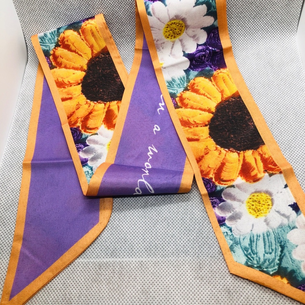 Floral Scarf with Sunflower and Daisy Design